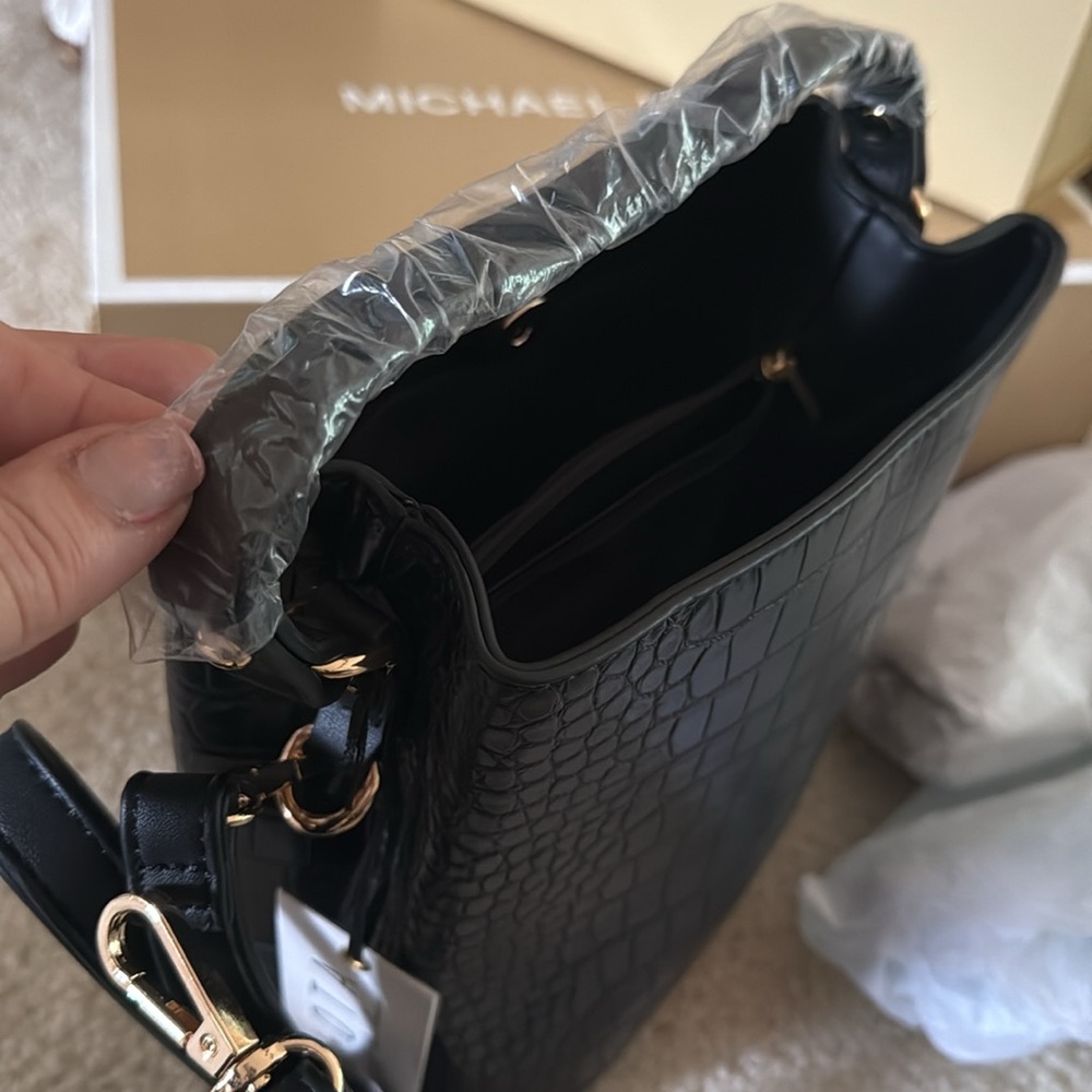 Black Croc-Embossed Handbag - Picture 6 of 9